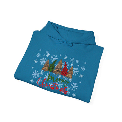 Merry Christmas Checkered Trees Adult Heavy Blend™ Hoodie