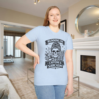 Running On Caffeine & Sarcasm Adult T-shirt