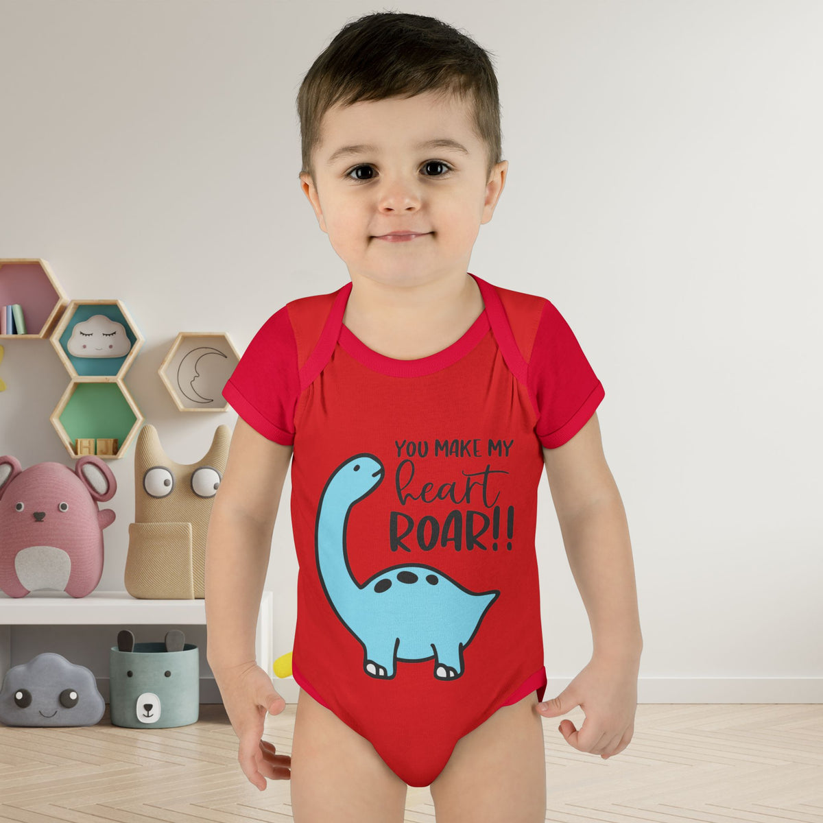 You Make My Heart Roar!! Baby Rib Bodysuit