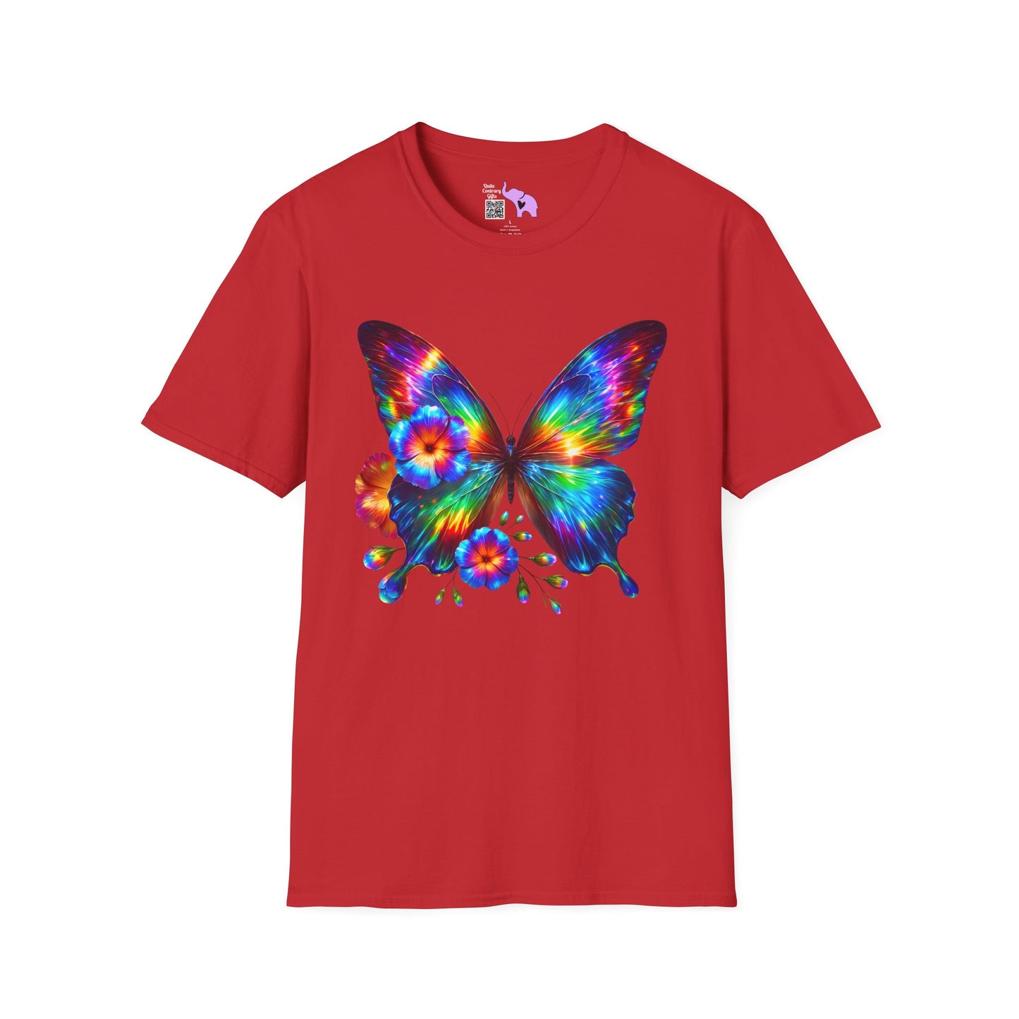 Colorful Butterfly & Flowers Adult T-shirt