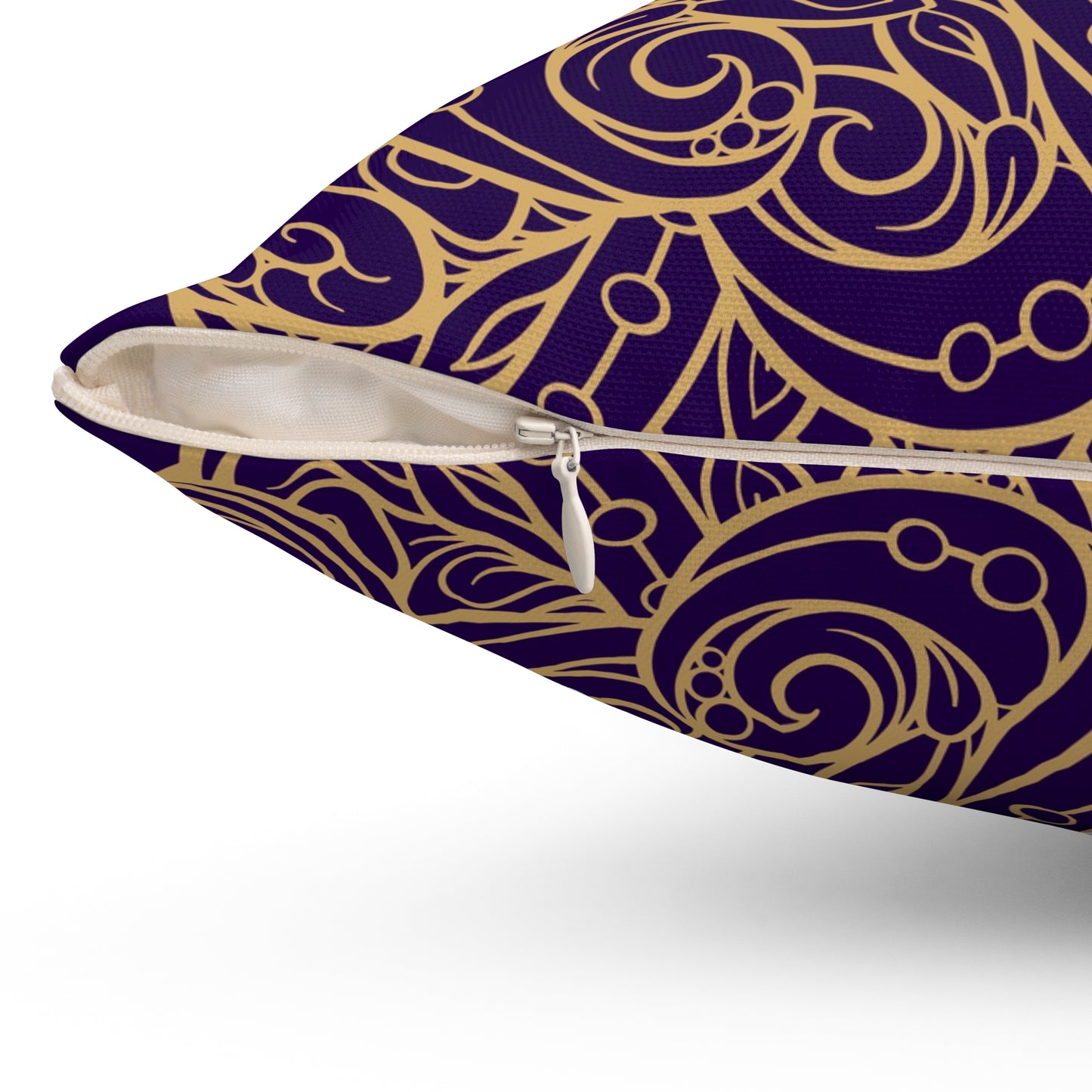 Oriental Purple/Gold Floral Throw Pillow
