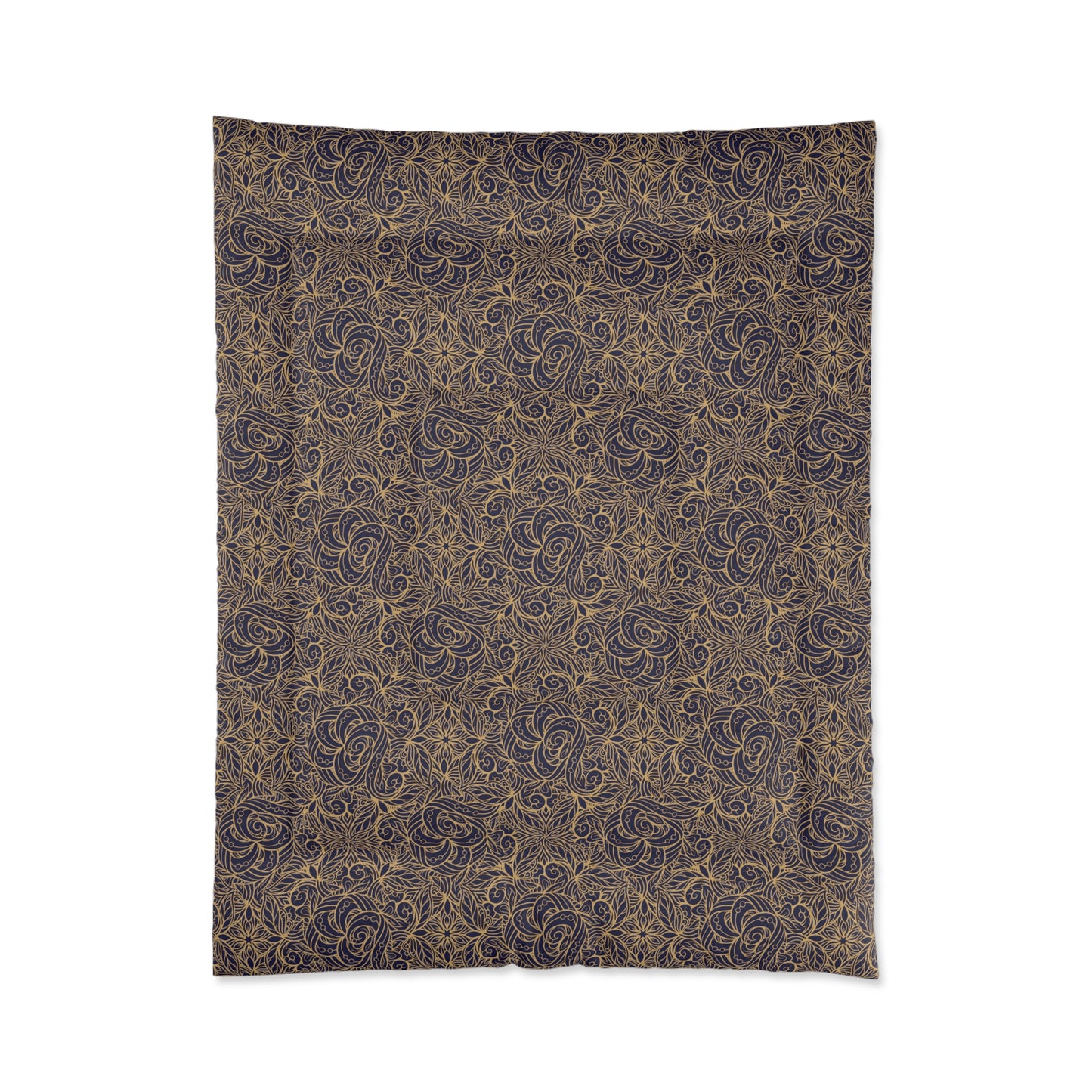 Golden Midnight Radiance Mandala Comforter