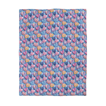 Color Pop Stitched Hearts Duvet Bedding Set