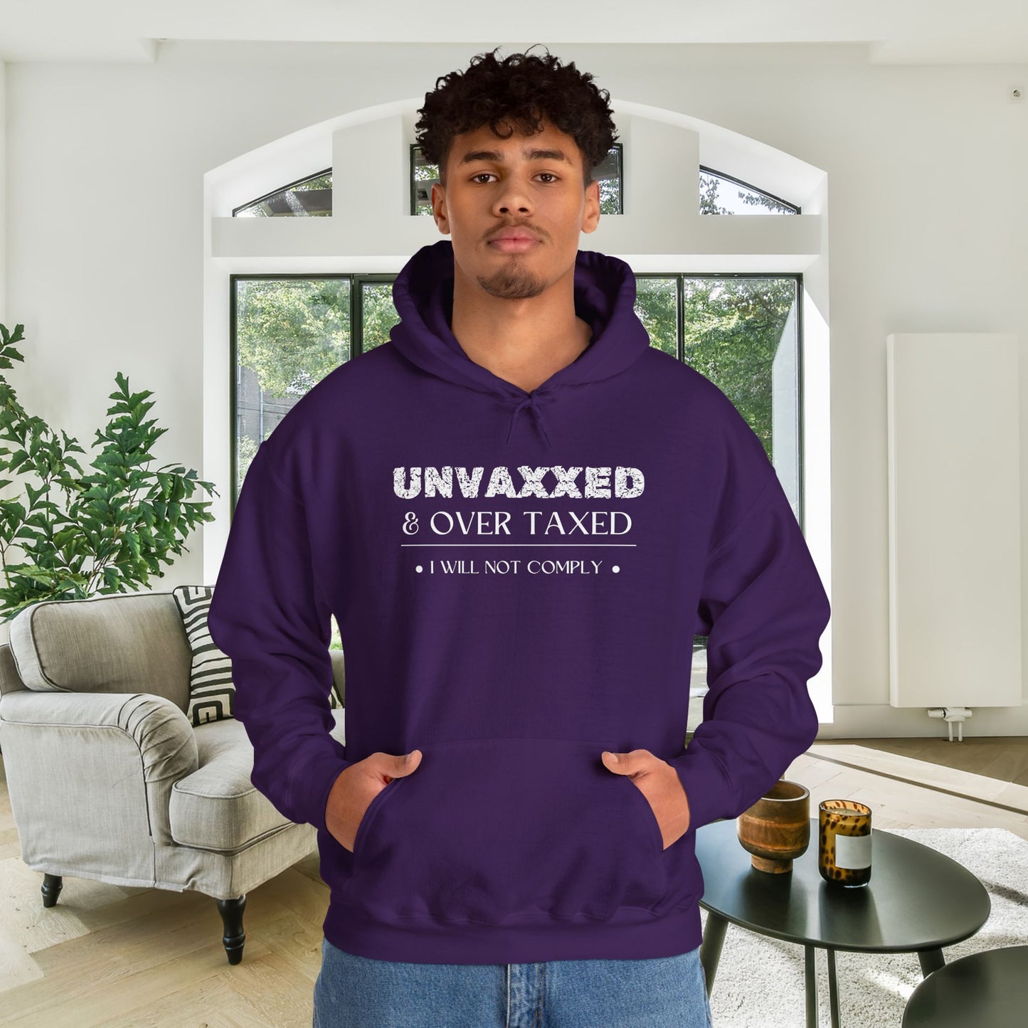 Unvaxxed and Overtaxed I Will Not Comply Heavy Blend™ Hooded Sweatshirt