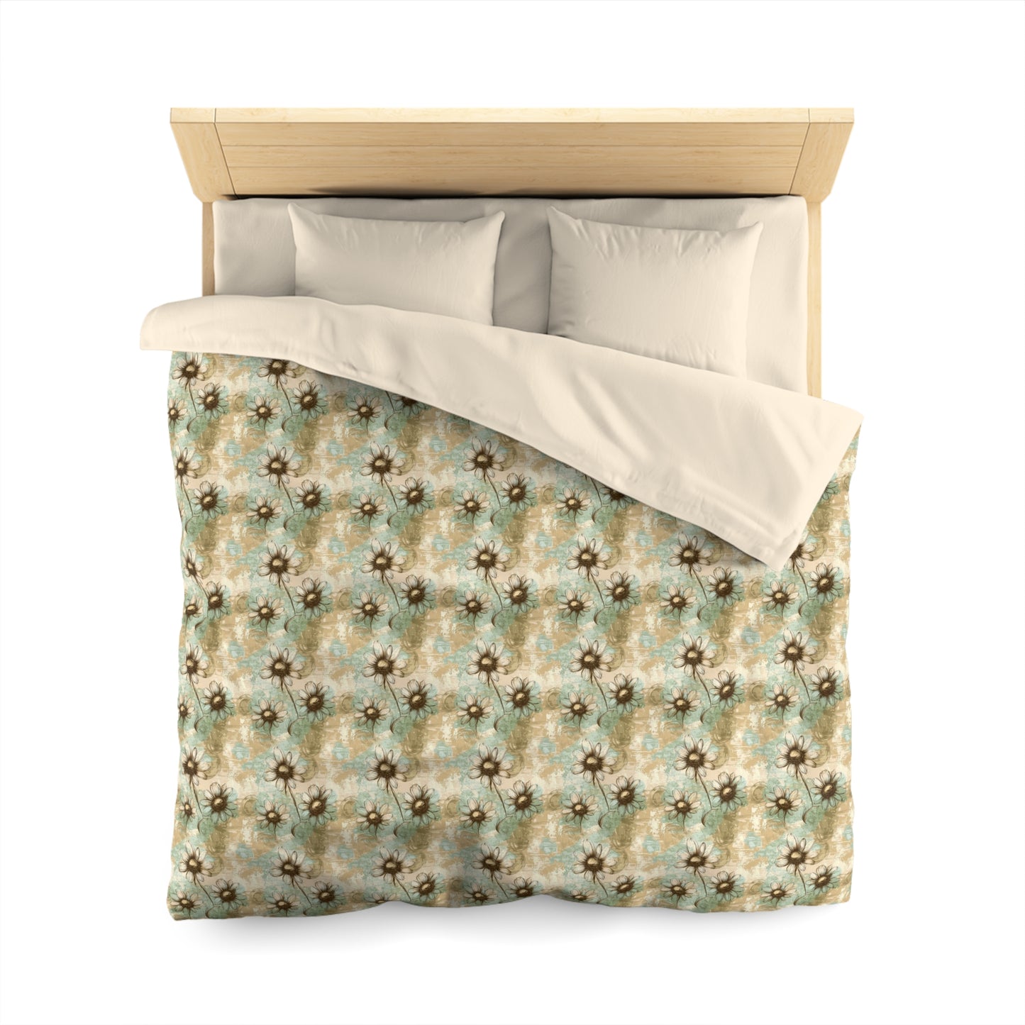 Worn Meadow Daisies Microfiber Duvet Cover