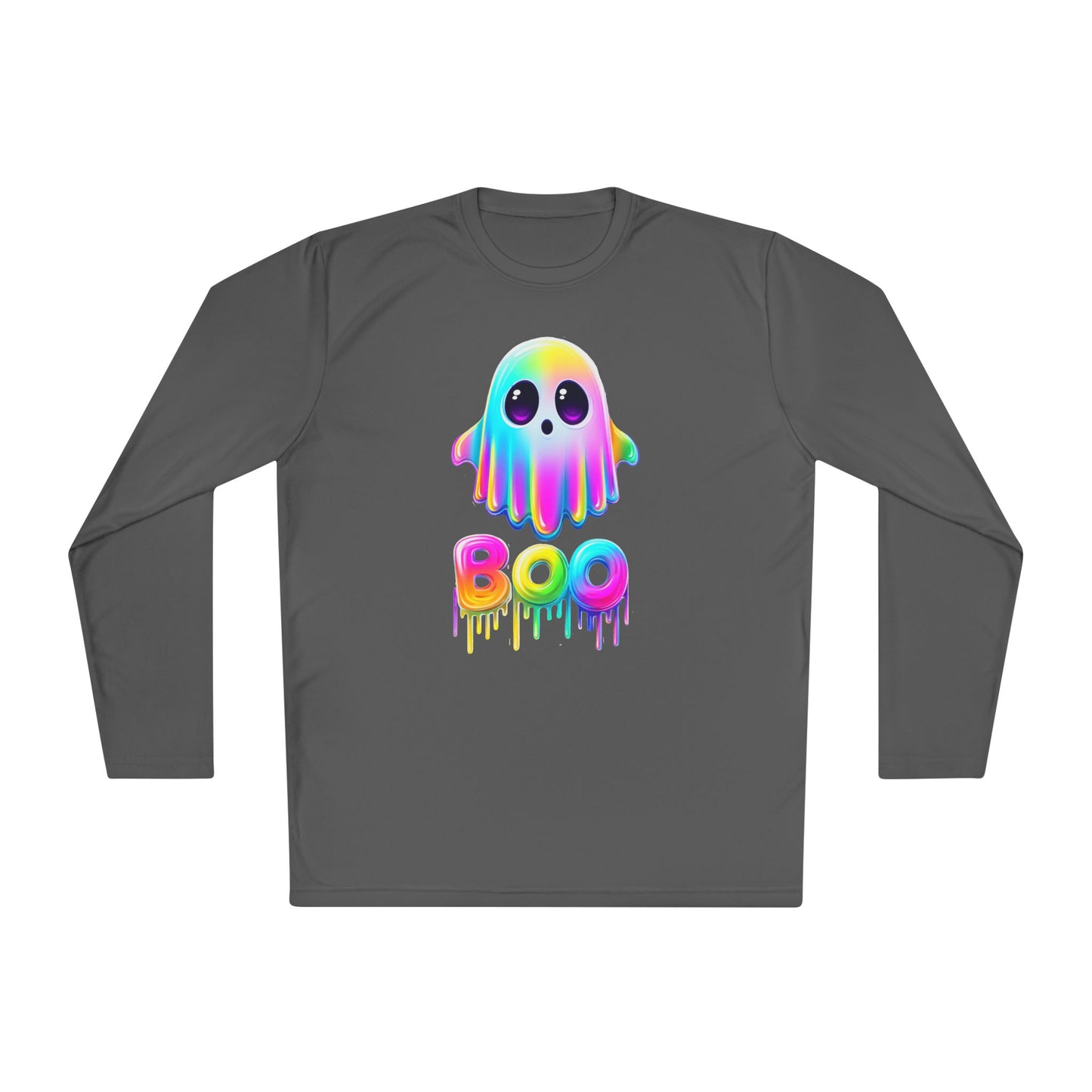 Neon Ghostly Boo Adult Long Sleeve Tee
