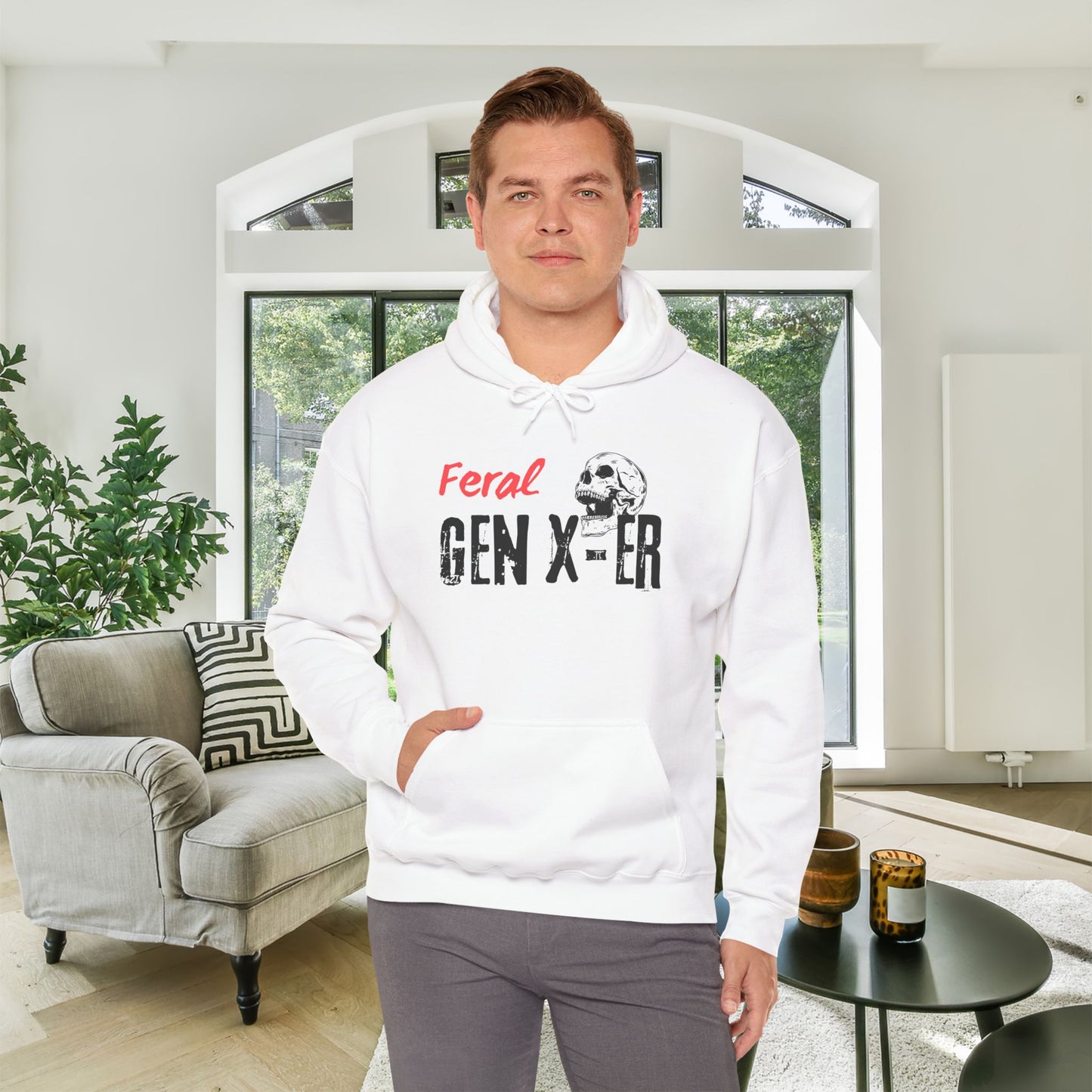 Feral Gen-Xer Skull Heavy Blend™ Hooded Sweatshirt