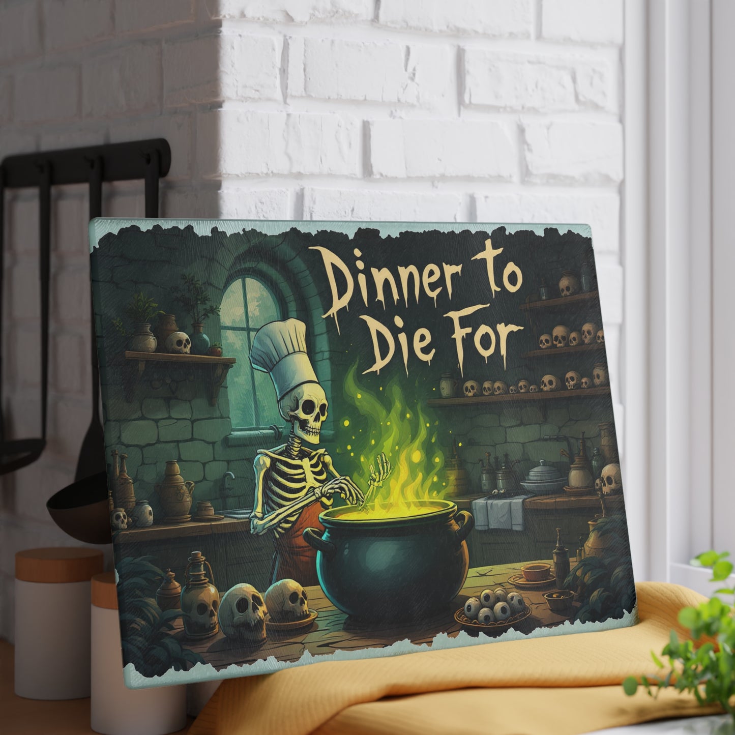 Dinner to Die For Glass Cutting Board