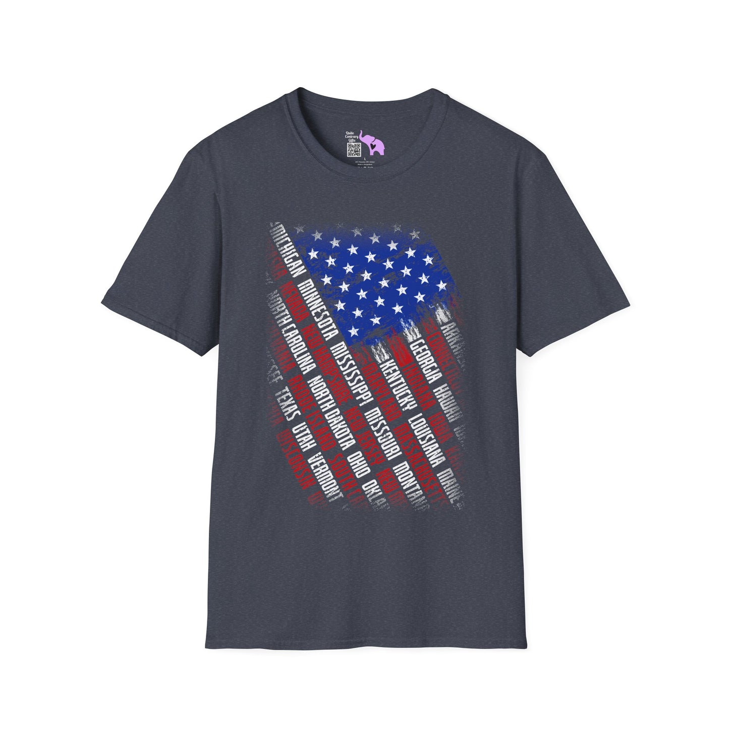 American Flag w/State Names Adult T-Shirt