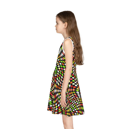 Warped Yellow/Green Checkered Girls Sundress