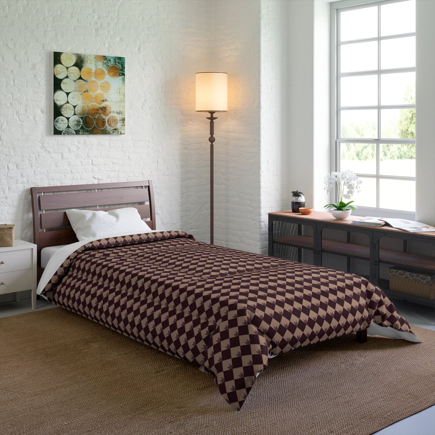 Diamond Bloom-Crimson & Plum Basic Bedding Set