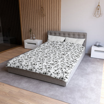 Black & White Five Petal Floral Duvet Bedding Set