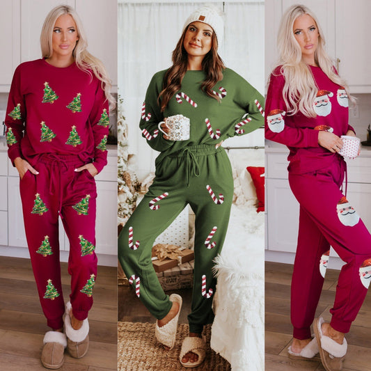 Women's Christmas Long Sleeve Cozy Pajama Two-piece Sets