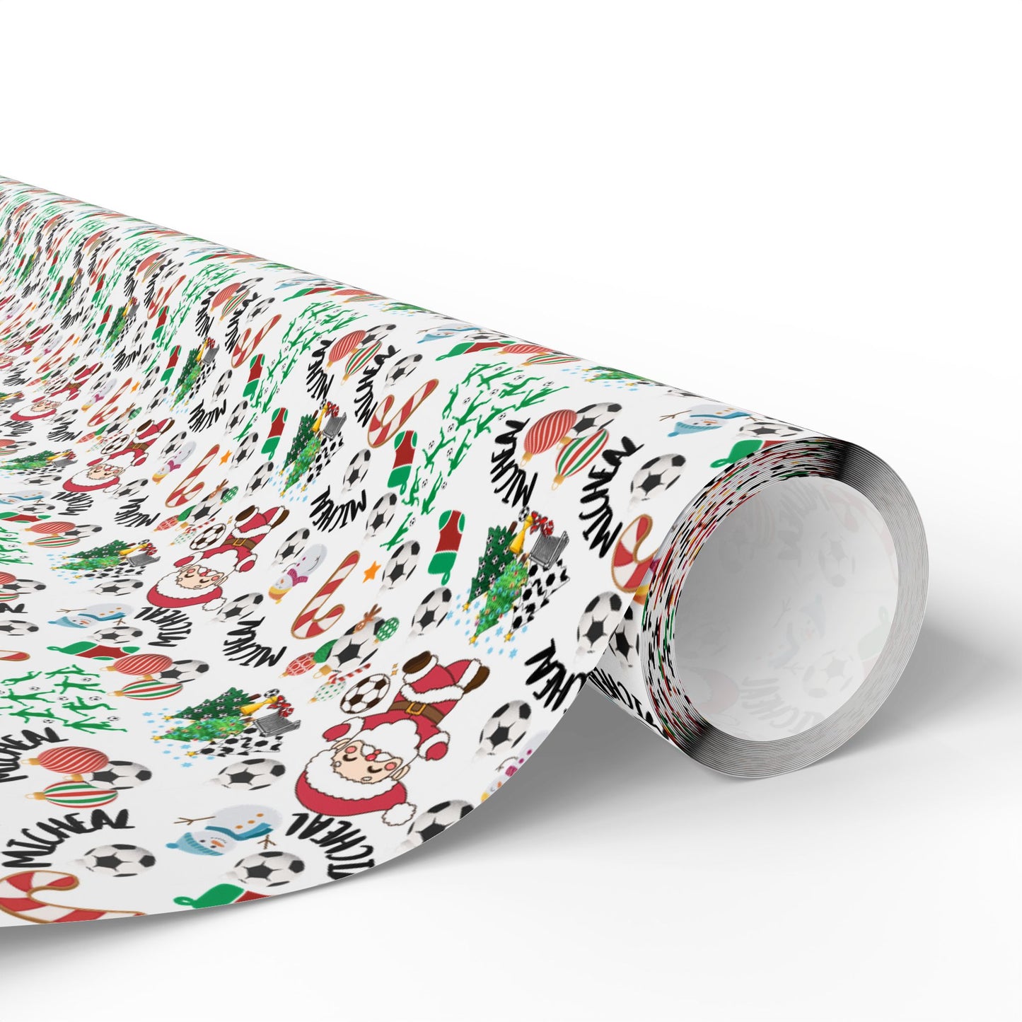 Christmas Soccer 2 Custom Name Wrapping Paper (Micheal)