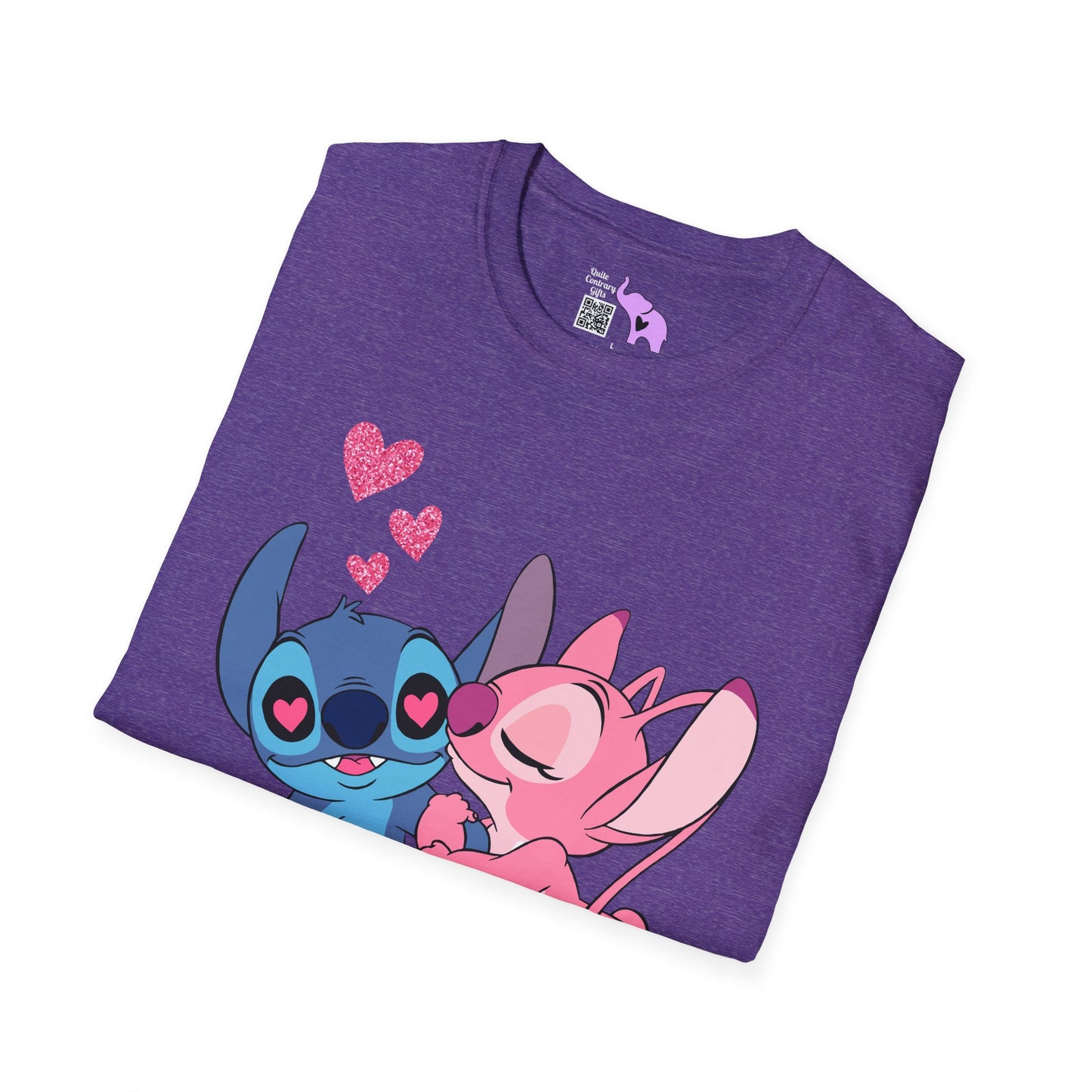 Valentine Stitch Kisses Adult Unisex Tshirt