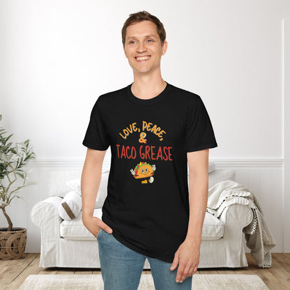 Love, Peace, & Taco Grease Adult T-shirt