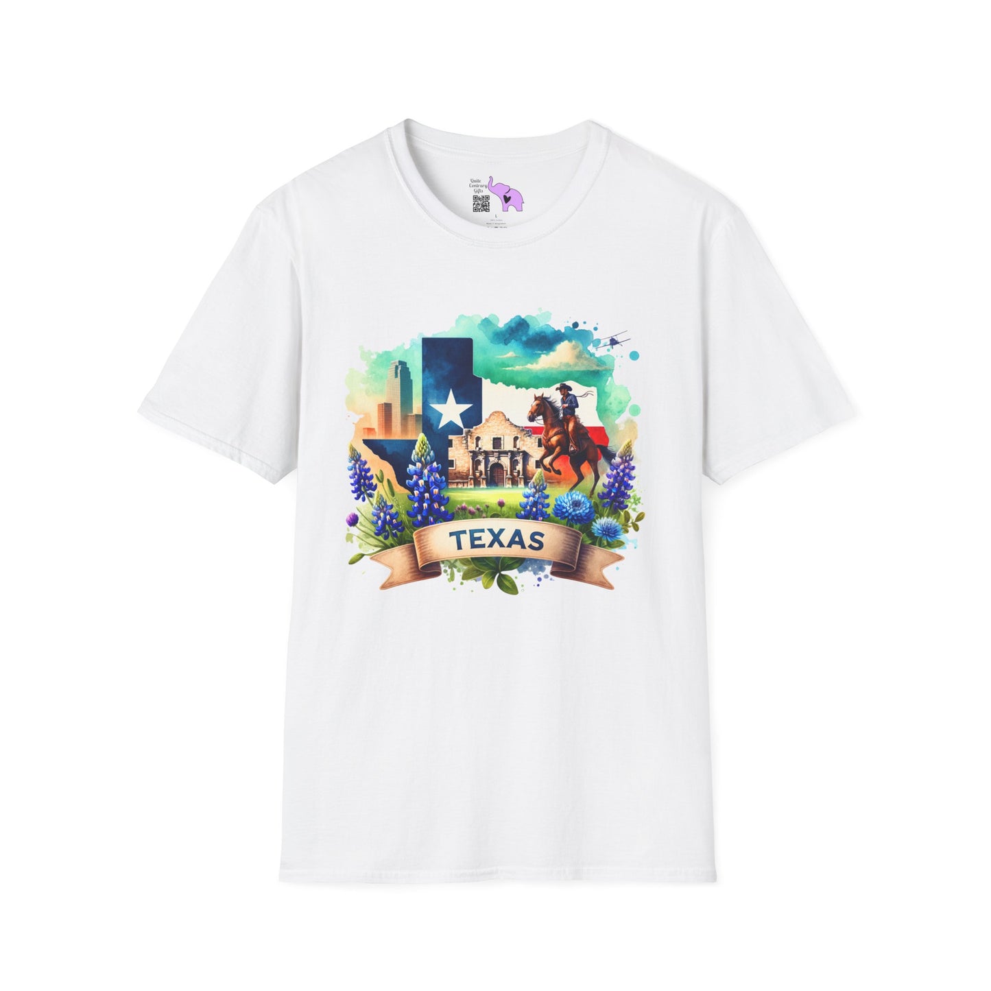 Texas Alamo & Bluebonnets Adult T-shirt