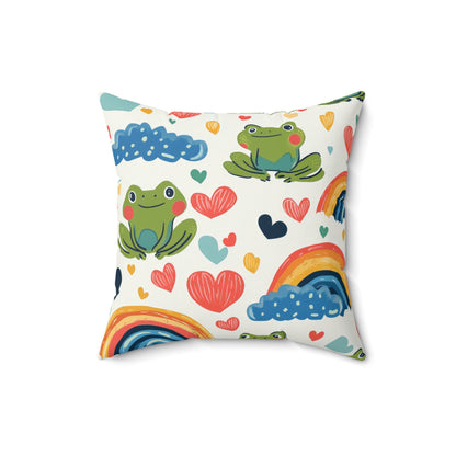 Ribbit Rainbows Throw Pillow