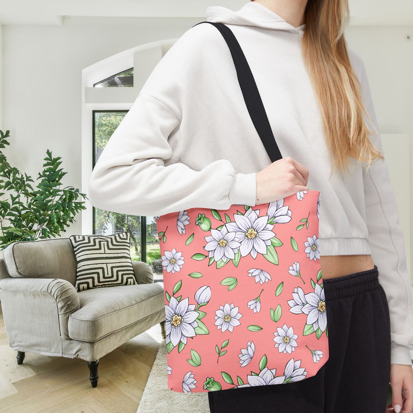 Jasmine Blush Garden Canvas Tote Bag