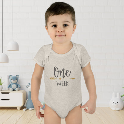 Golden Arrow Milestone Baby Bodysuit-One Week