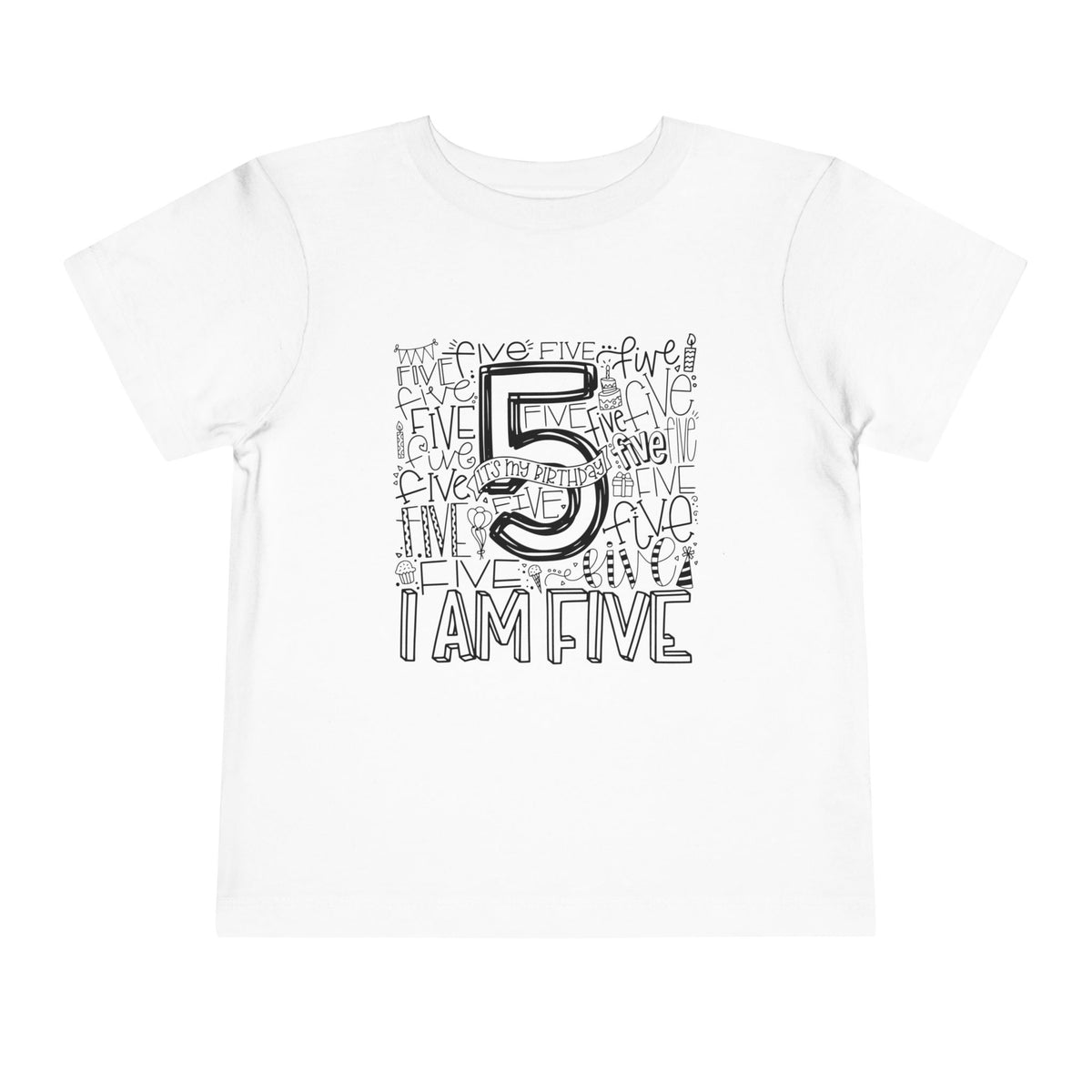 I Am Five Typography Toddler Tee