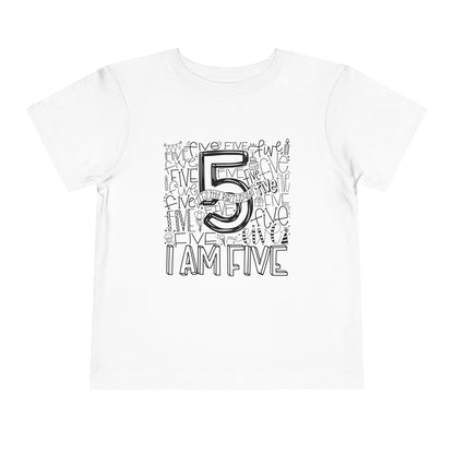 I Am Five Typography Toddler Tee