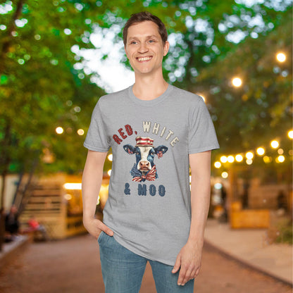 Red, White, & Moo Adult T-shirt