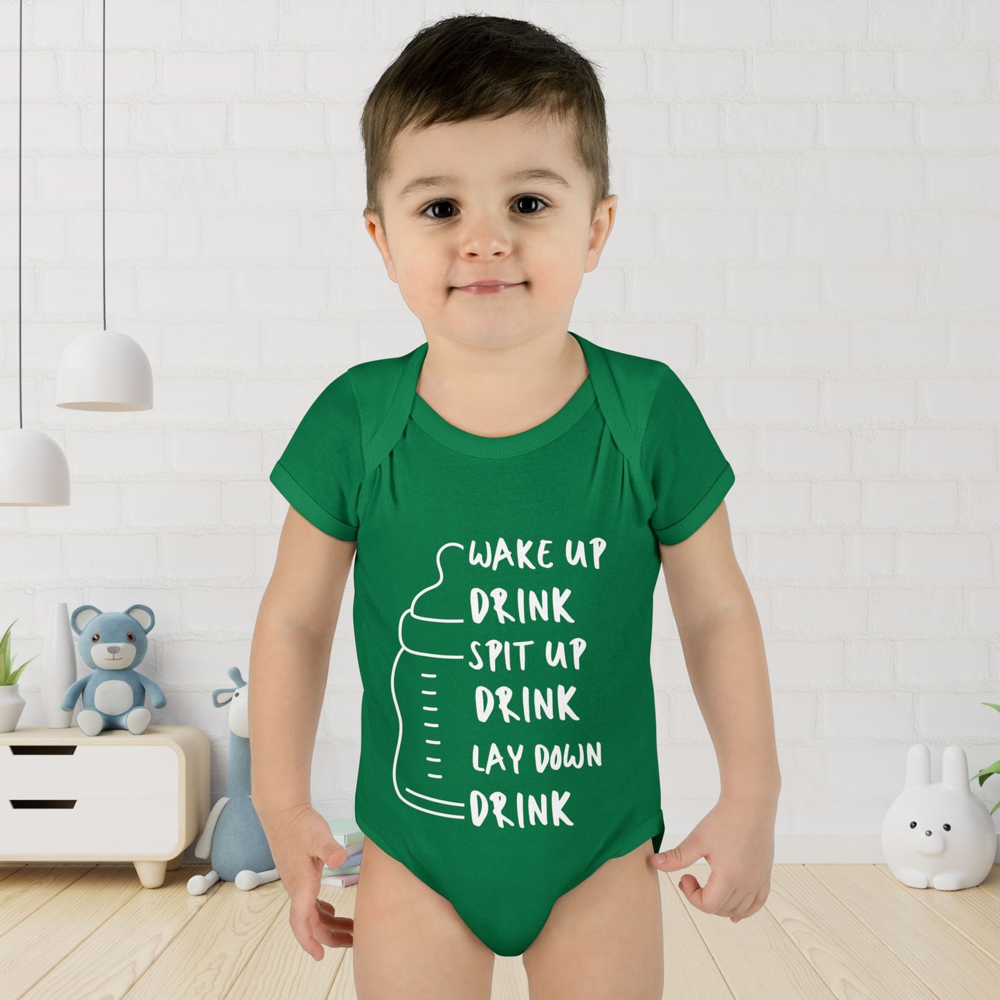 Wake Up Spit Up Lay Down Drink Infant Baby Rib Bodysuit