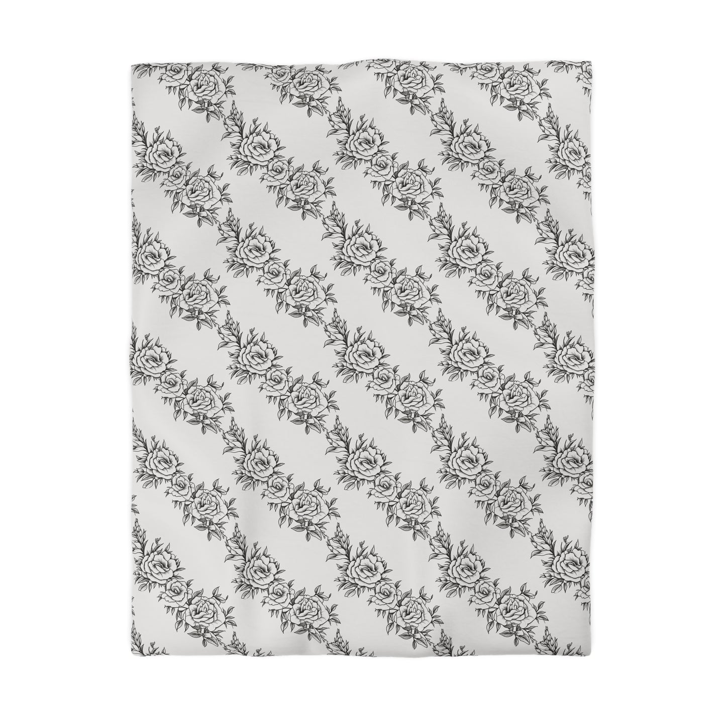 Midnight Rose Sketch Microfiber Duvet Cover