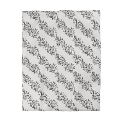 Midnight Rose Sketch Microfiber Duvet Cover