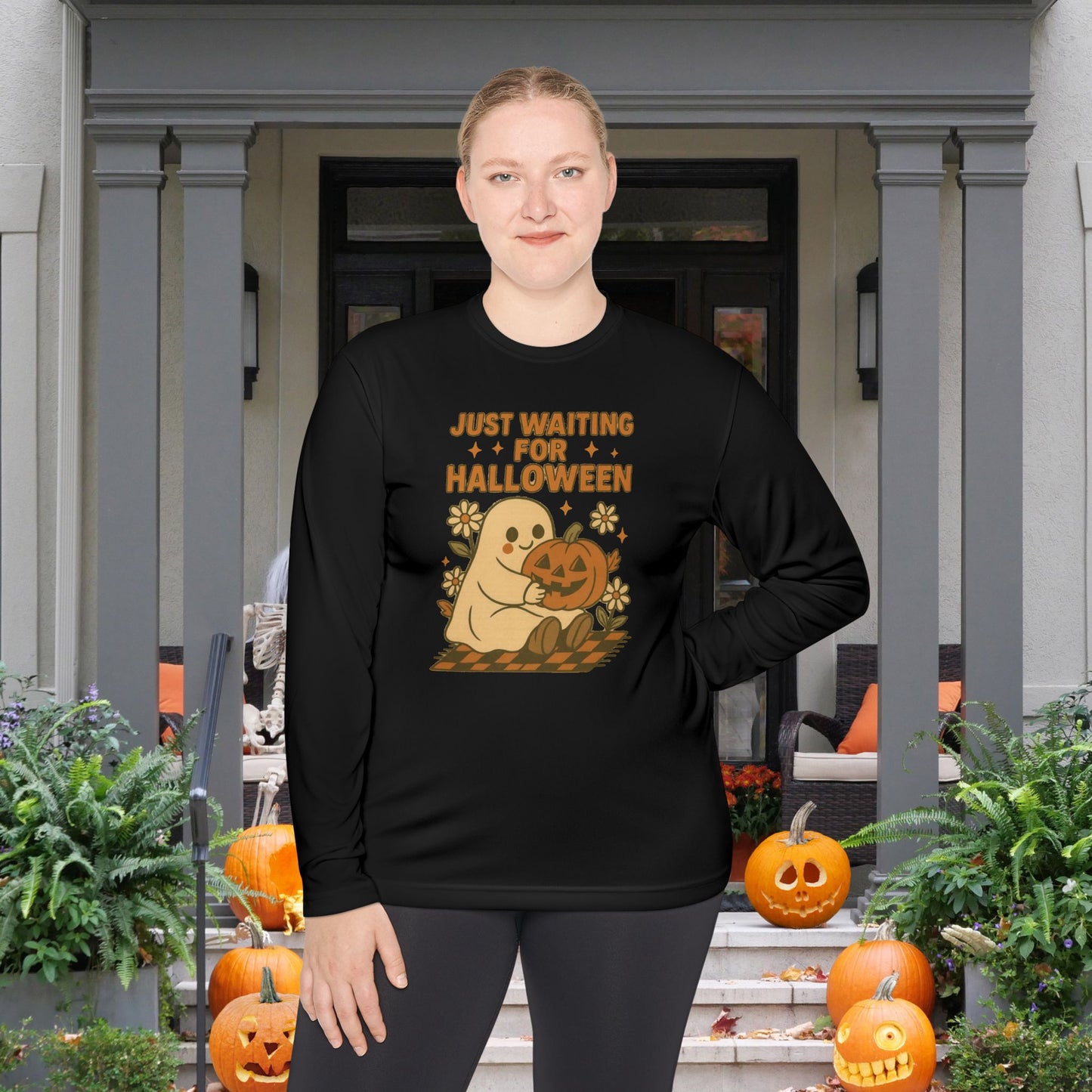 Just Waiting For Halloween Adult Long Sleeve Tee