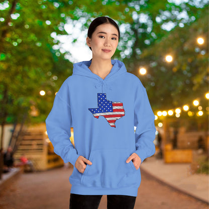 Texas-shaped American Flag Heavy Blend™ Hooded Sweatshirt