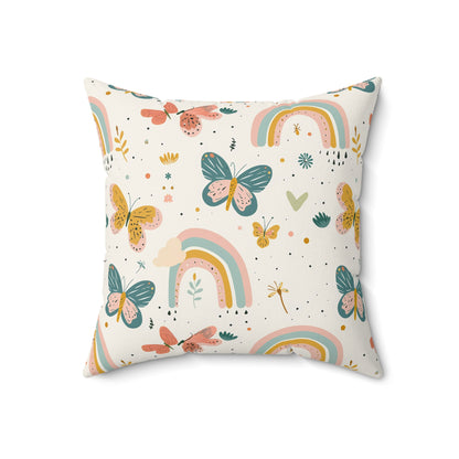Whispering Wings & Rainbows Throw Pillow