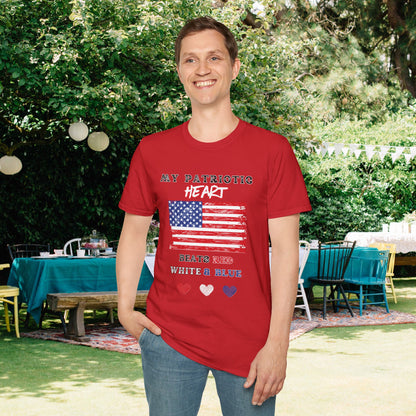 My Patriotic Heart Bleeds Red White & Blue Adult T-shirt