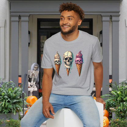 Ice Cream Cone Skull Adult T-shirt