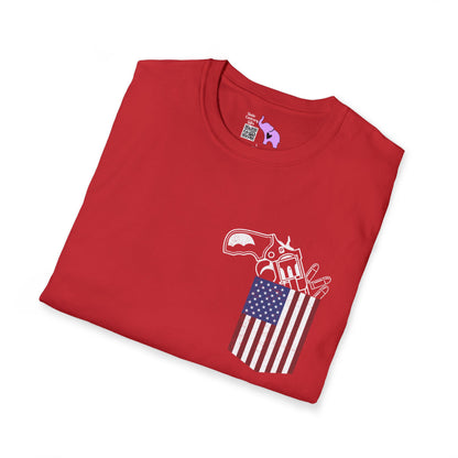 American Flag Pocket Gun Adult T-shirt
