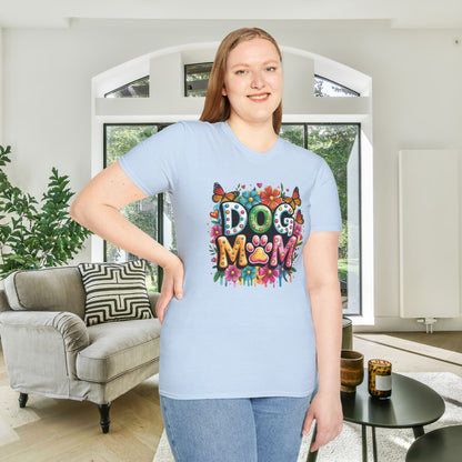 Floral Dog Mom Adult Unisex Tshirt