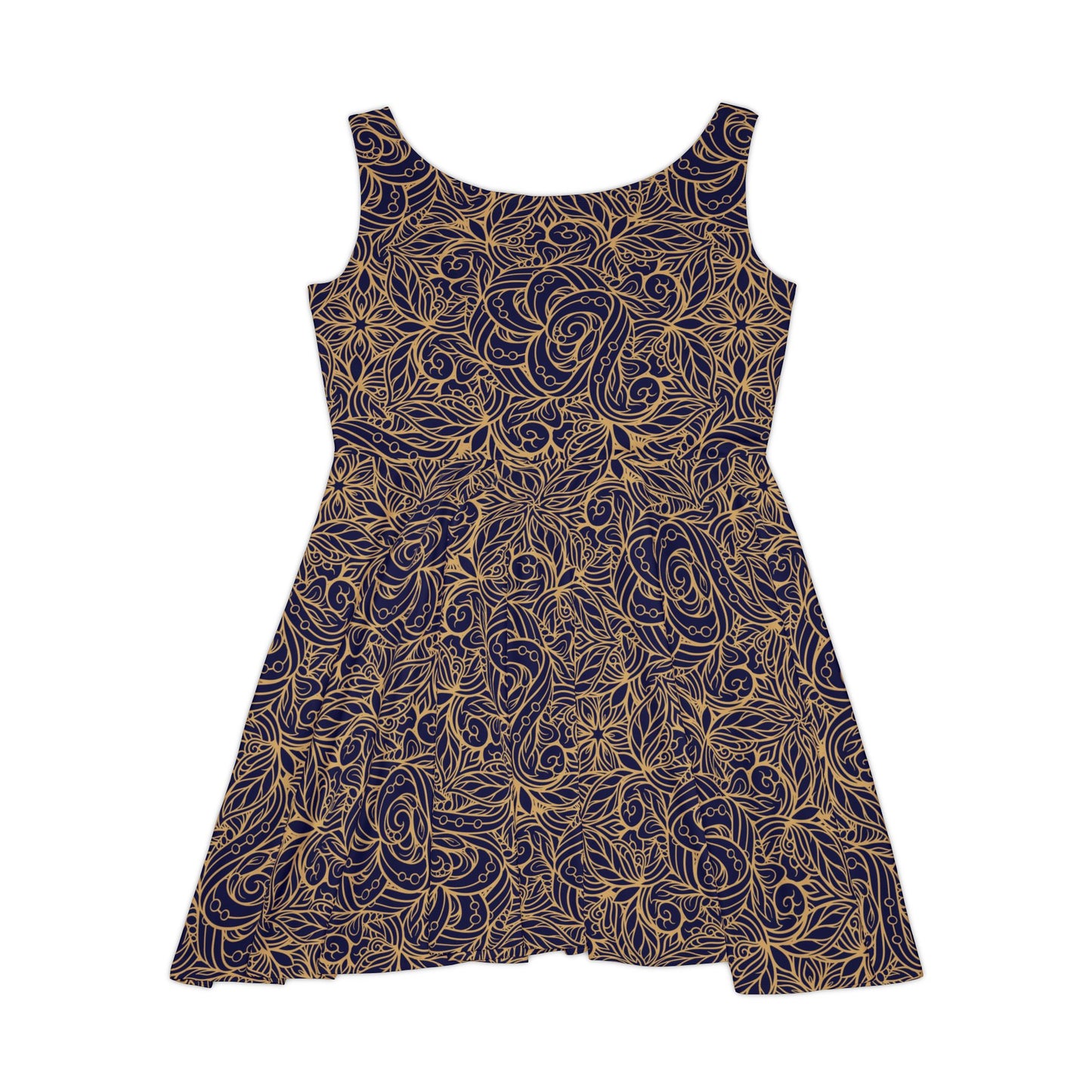 Golden Midnight Radiance Mandala Women's Skater Dress