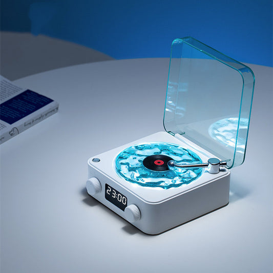 Retro Bluetooth Record Player Speaker with Rotating Water Ripple Light & White Noise Machine