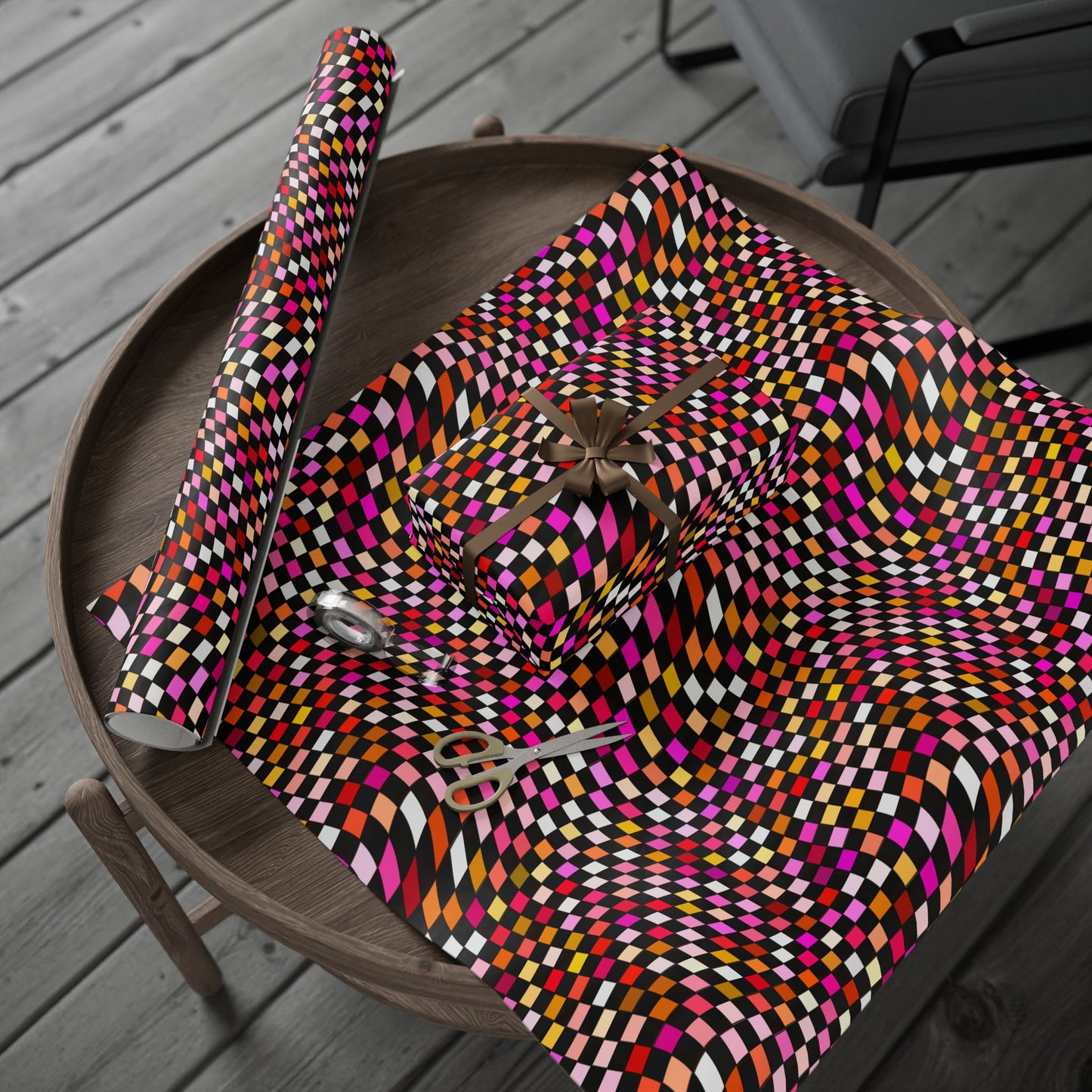Warped Red Checkered Wrapping Paper