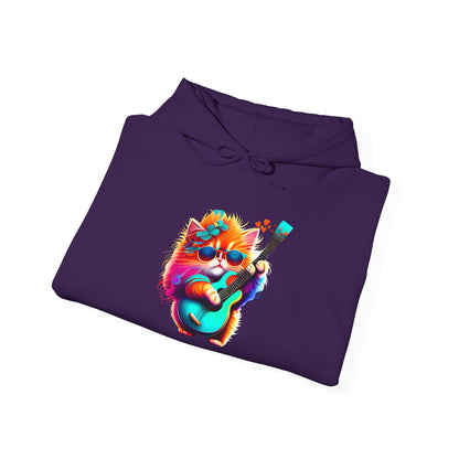 Colorful Guitar Kitten Heavy Blend™ Hooded Sweatshirt