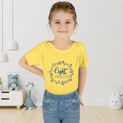 Blue Milestone Wreath Onesie-Eight Months