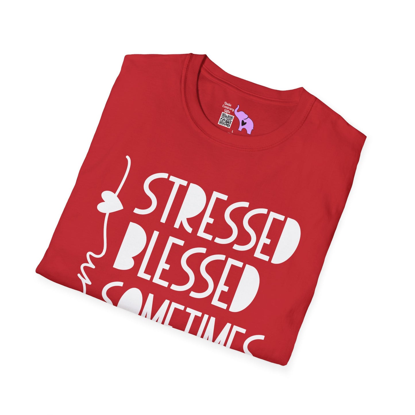 Mama Stressed Blessed Sometimes A Mess Adult T-shirt
