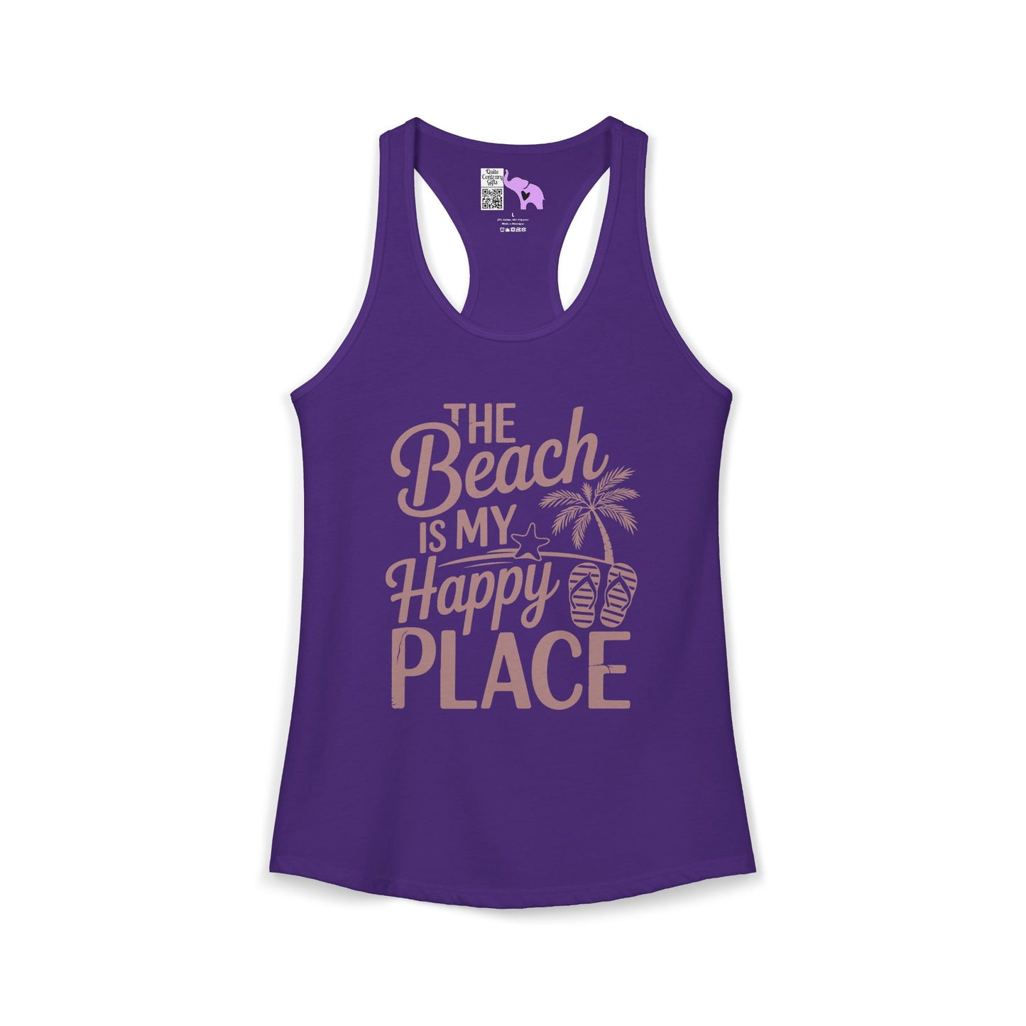 The Beach Is My Happy Place Women's Ideal Racerback Tank