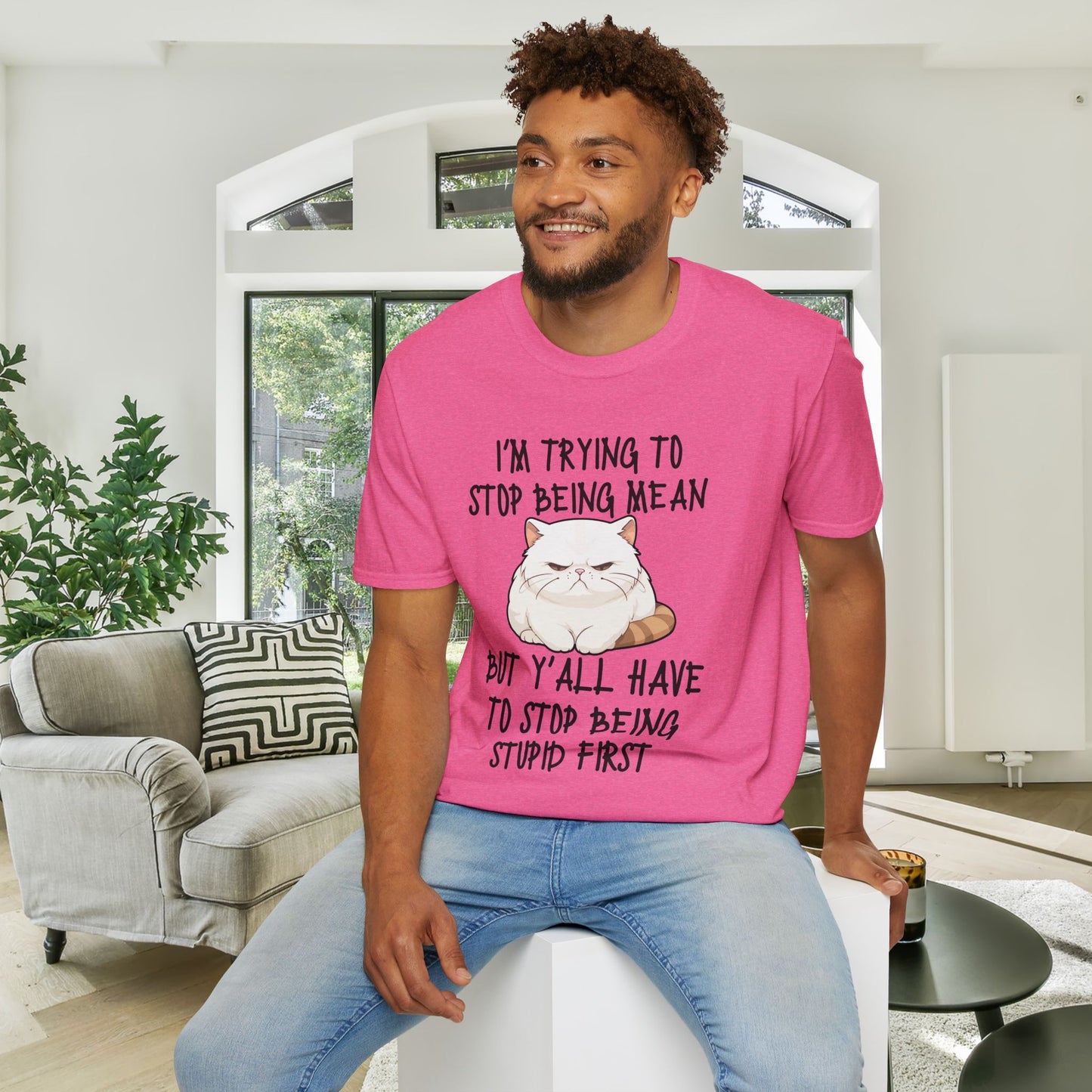 I'm Trying To Stop Being Mean But Yall Have To Stop Being Stupid First Adult T-shirt