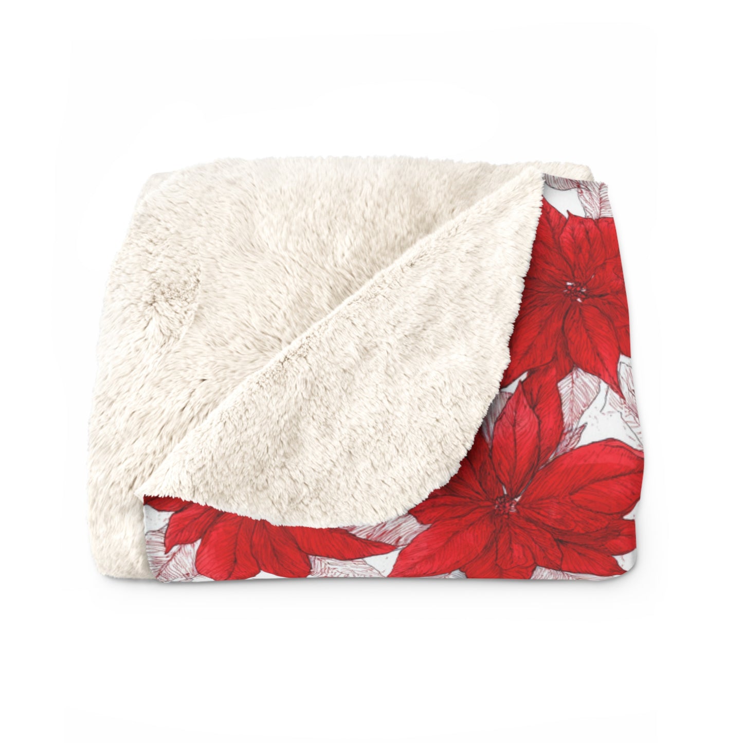 Christmas Blossom Sketch Fleece Blanket