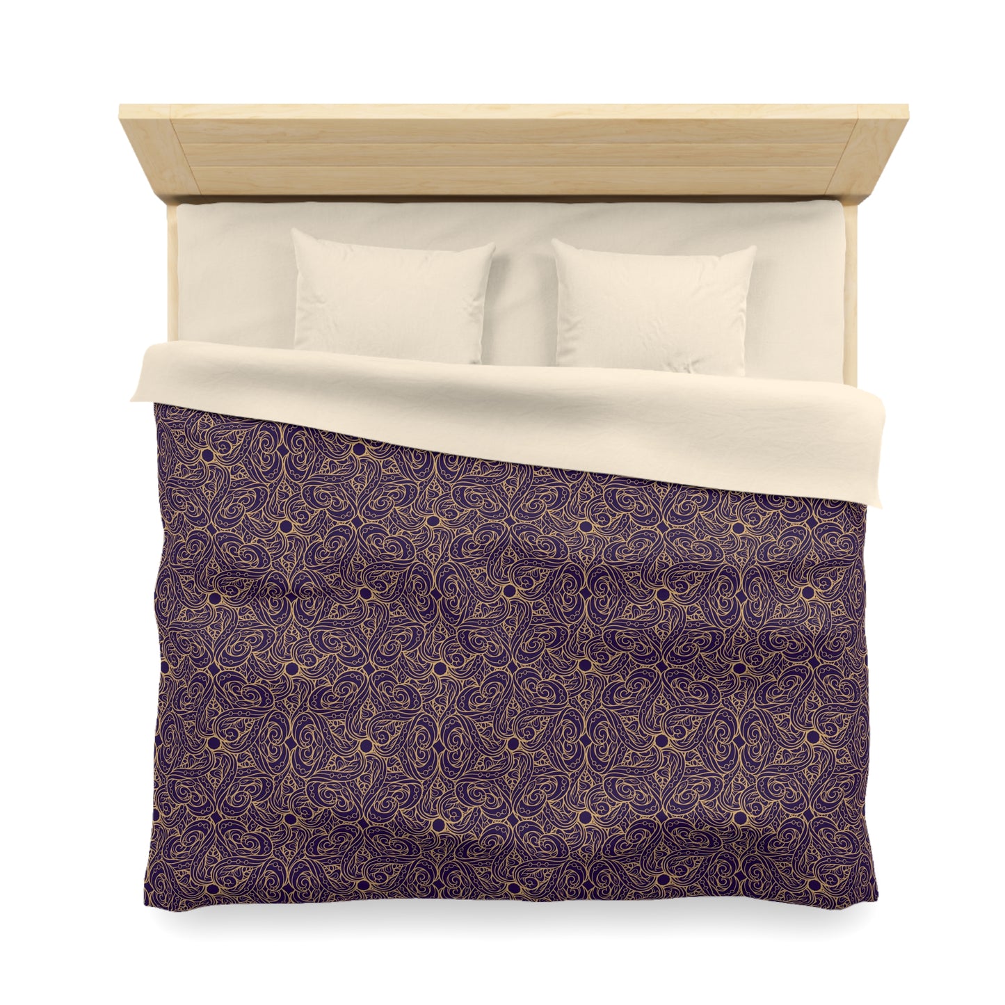 Golden Amethyst Radiance Mandala Microfiber Duvet Cover