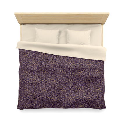 Golden Amethyst Radiance Mandala Microfiber Duvet Cover