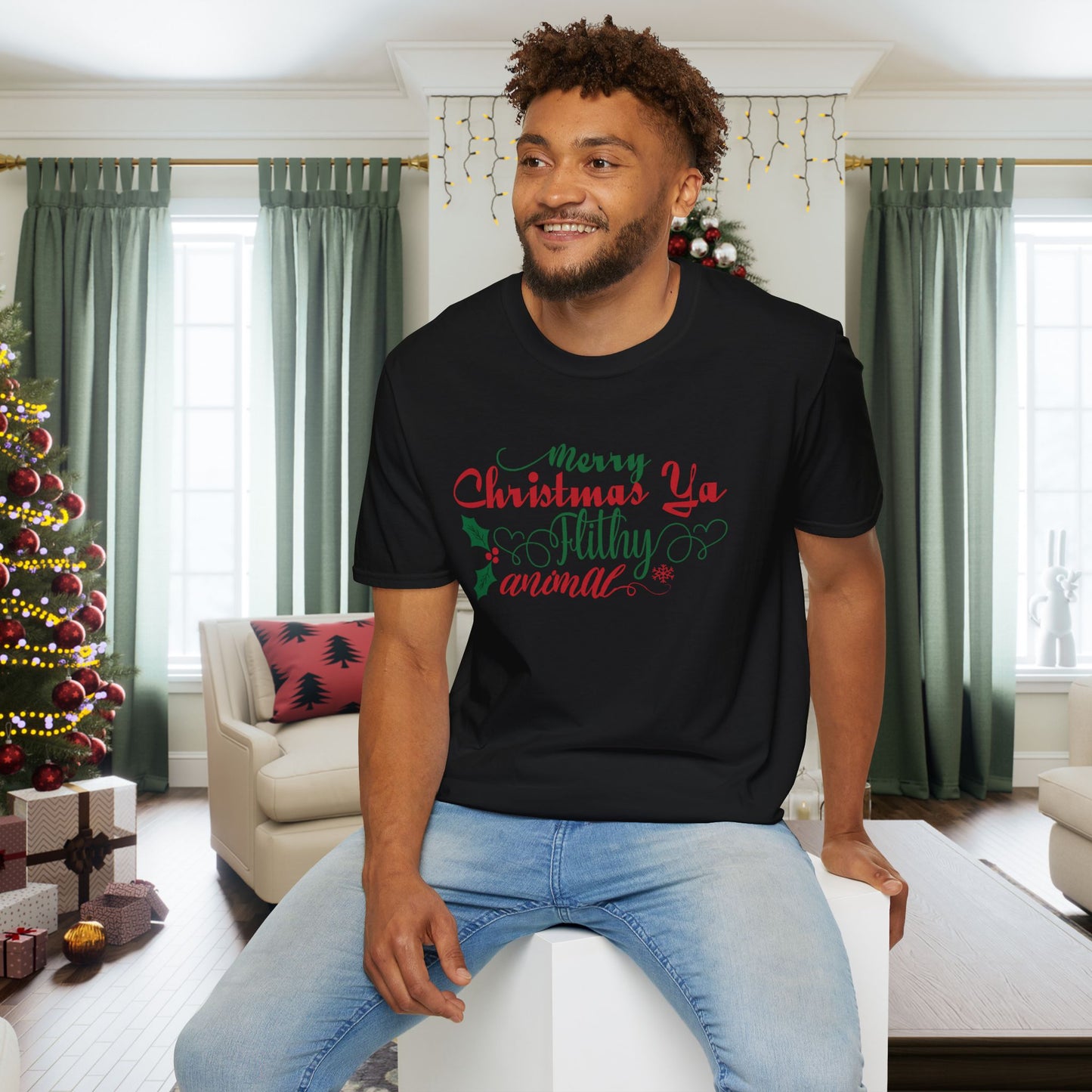 Merry Christmas Ya Filthy Animal Adult T-shirt