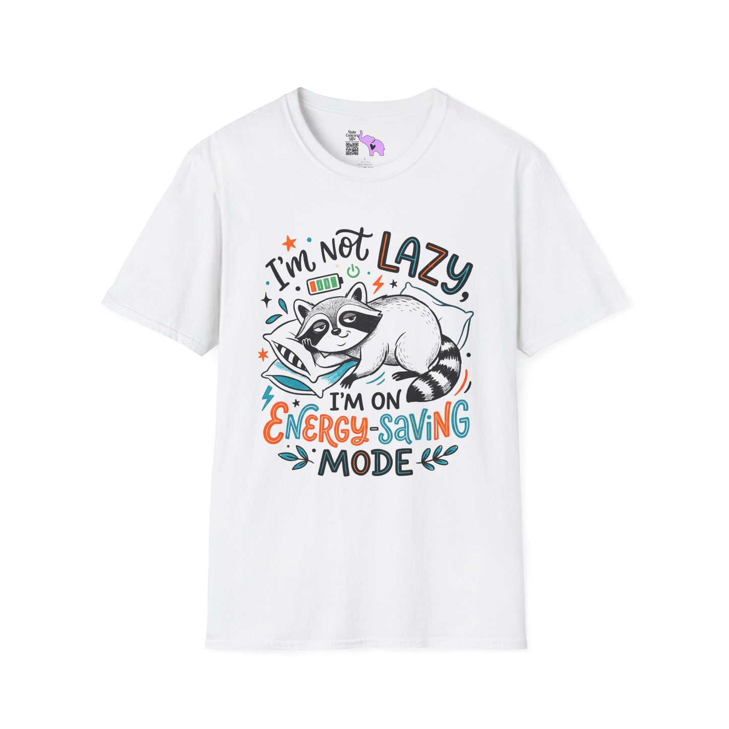 ""I'm Not Lazy,""I'm On Energy Saving Mode (Racoon) Adult T-shirt